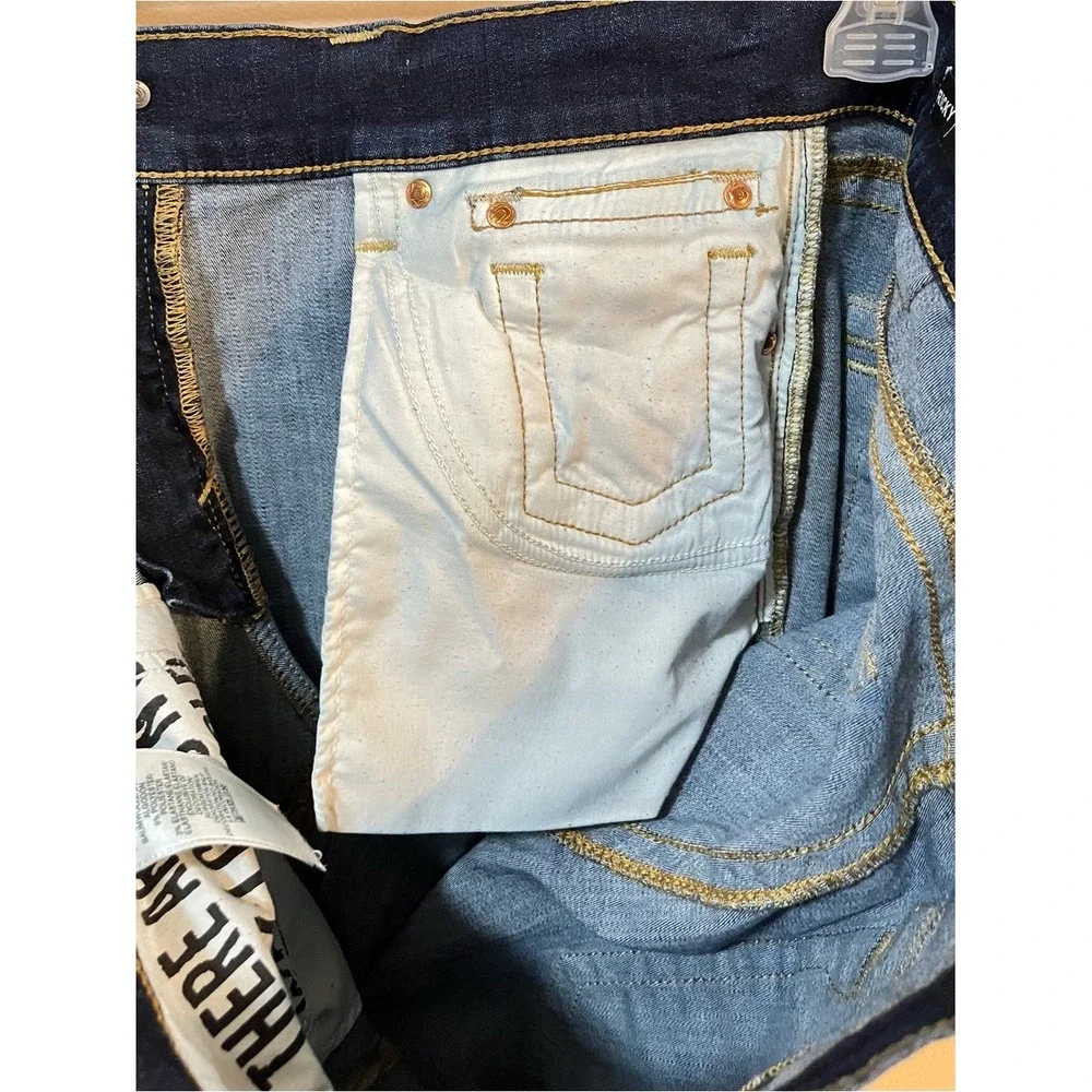 True Religion Ricky‎ Flap Relaxed Straight Jeans Men's W32 L33 Dark Wash Blue